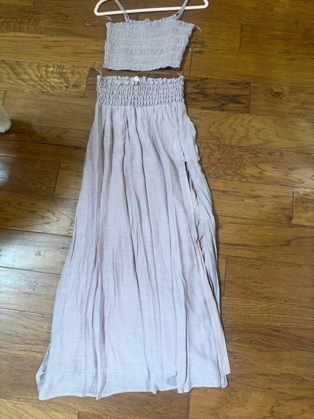 Smocked Waist Maxi Skirt in Pale Pink